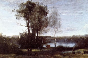 Jean Baptiste Camille Corot Painting - Large Sharecropping Farm plein air Romanticism Jean Baptiste Camille Corot